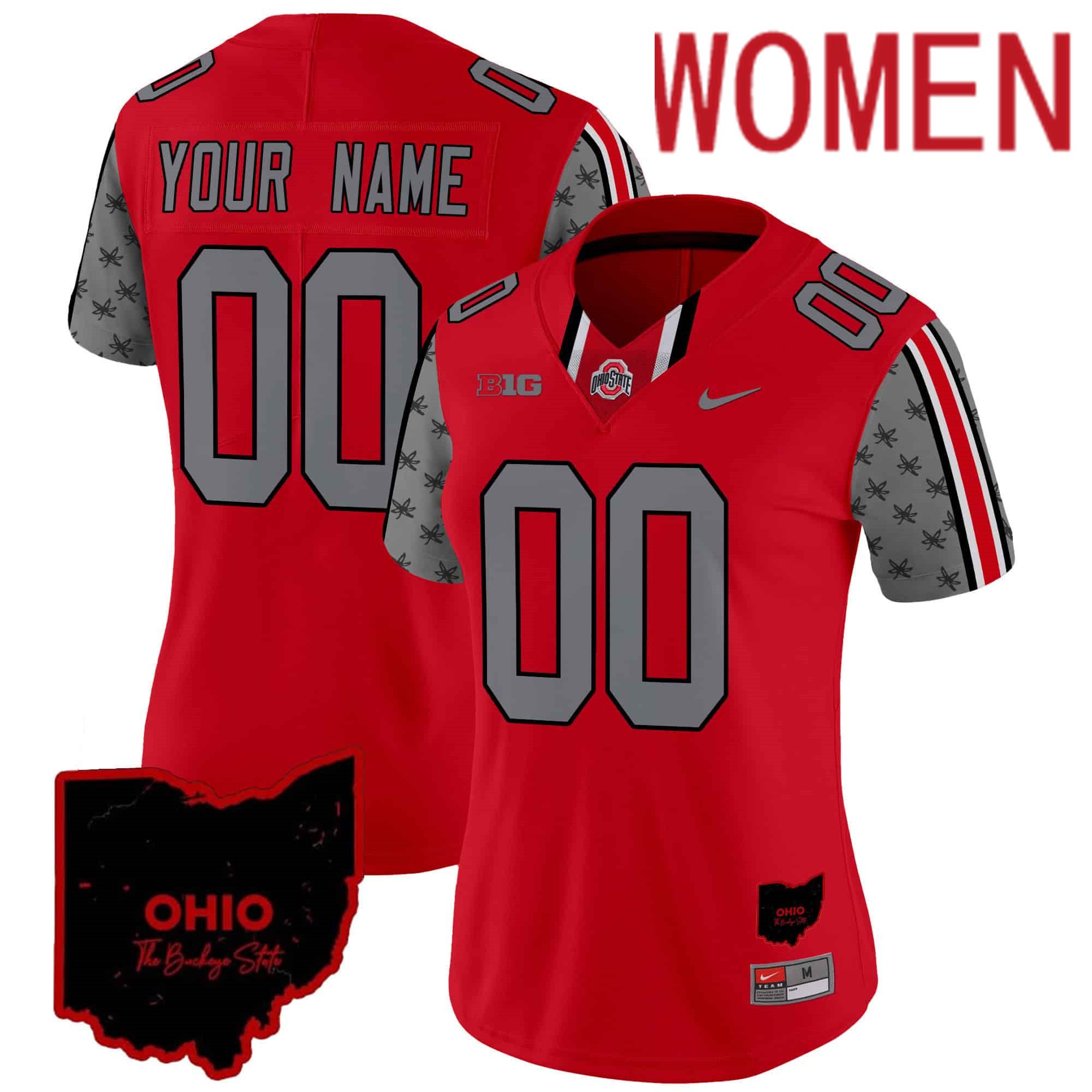 Women Ohio State Buckeyes Red 2024 Nike Home Patch Vapor Limited Custom NCAA Jersey